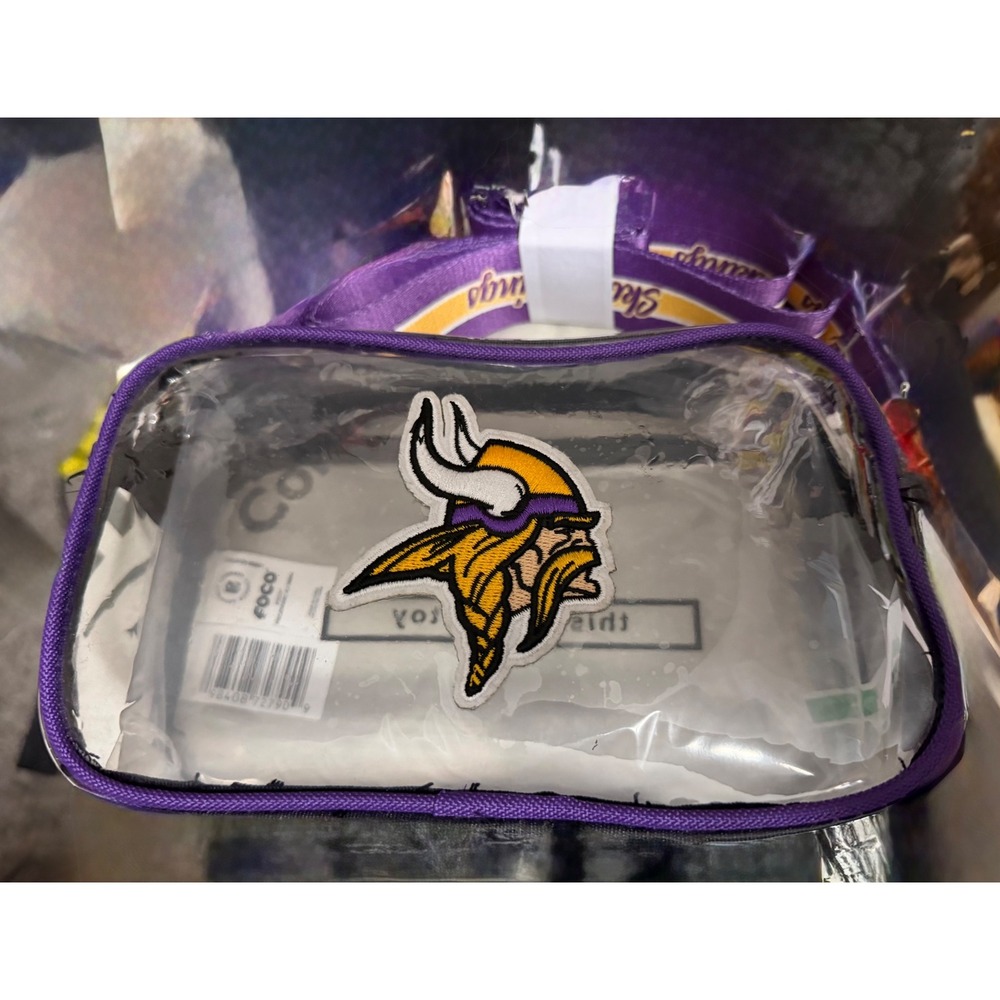 Minnesota Vikings FOCO Clear Crossbody Bag Stadium Approved Purple Gold NEW